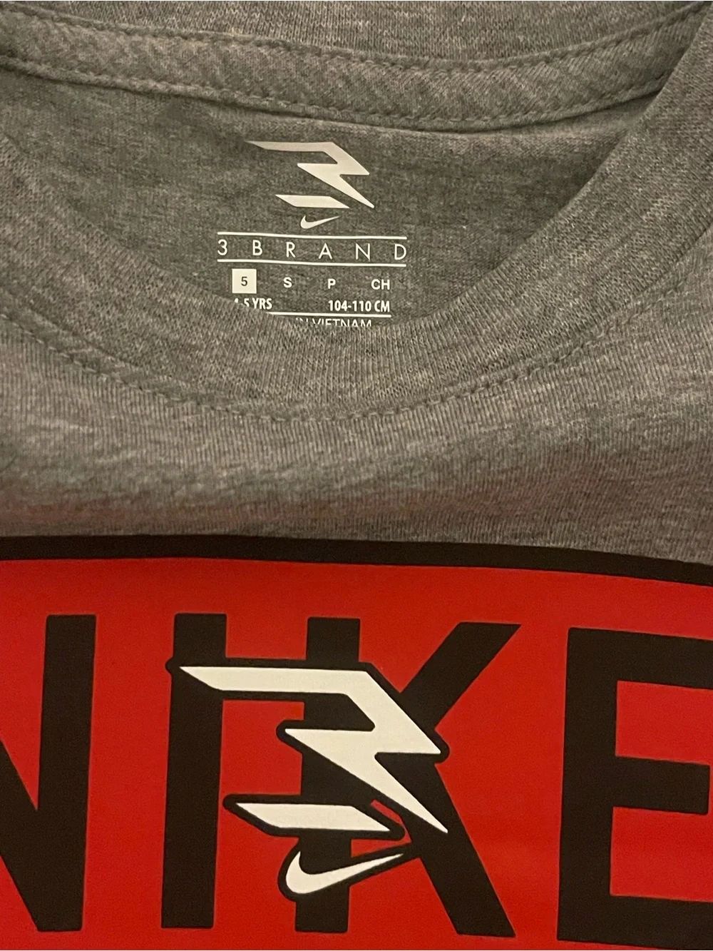 Nike Gray Tee with Red Logo and Black Shorts Kids Matching Set